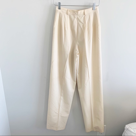 Vintage Ivory Cream High Rise Pleat Front Trouser - Picture 9 of 10